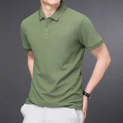 Men's Solid Color Casual Fashion Short Sleeve Polo Shirt Summer Comfortable Top for Business And Leisure - Lacatang Shop