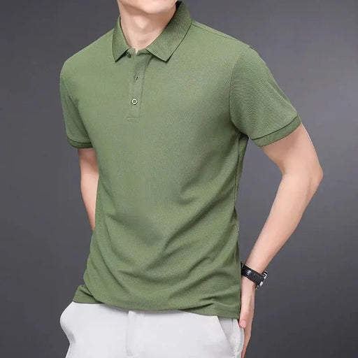 Men's Solid Color Casual Fashion Short Sleeve Polo Shirt Summer Comfortable Top for Business And Leisure - Lacatang Shop