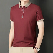 Men's Solid Color Casual Fashion Short Sleeve Polo Shirt Summer Comfortable Top for Business And Leisure - Lacatang Shop