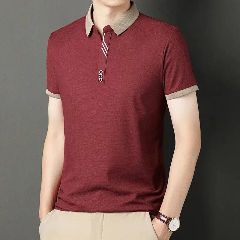 Men's Solid Color Casual Fashion Short Sleeve Polo Shirt Summer Comfortable Top for Business And Leisure - Lacatang Shop