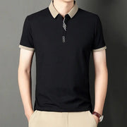 Men's Solid Color Casual Fashion Short Sleeve Polo Shirt Summer Comfortable Top for Business And Leisure - Lacatang Shop