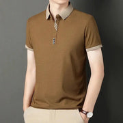 Men's Solid Color Casual Fashion Short Sleeve Polo Shirt Summer Comfortable Top for Business And Leisure - Lacatang Shop