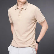 Men's Solid Color Casual Fashion Short Sleeve Polo Shirt Summer Comfortable Top for Business And Leisure - Lacatang Shop