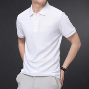 Men's Solid Color Casual Fashion Short Sleeve Polo Shirt Summer Comfortable Top for Business And Leisure - Lacatang Shop