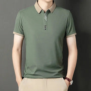 Men's Solid Color Casual Fashion Short Sleeve Polo Shirt Summer Comfortable Top for Business And Leisure - Lacatang Shop