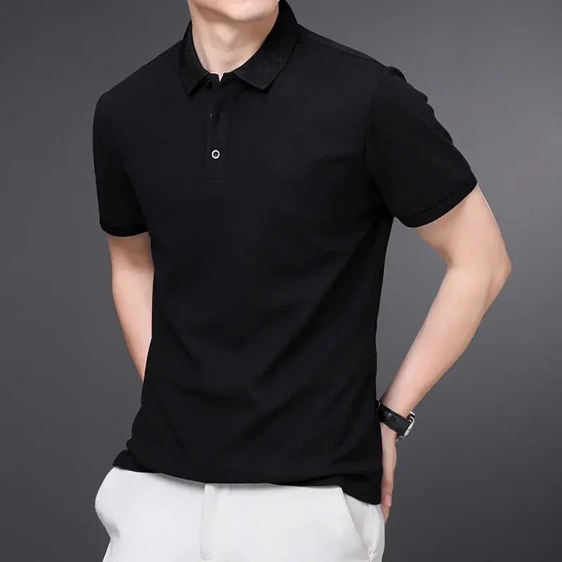 Men's Solid Color Casual Fashion Short Sleeve Polo Shirt Summer Comfortable Top for Business And Leisure - Lacatang Shop