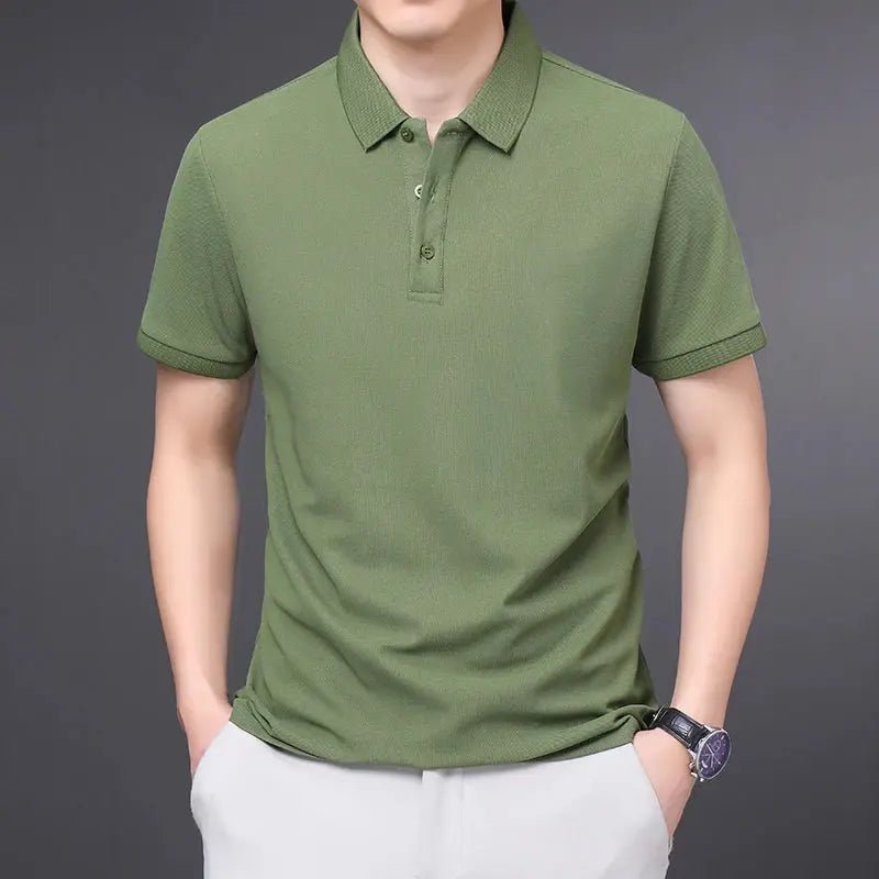 Men's Solid Color Casual Fashion Short Sleeve Polo Shirt Summer Comfortable Top for Business And Leisure - Lacatang Shop