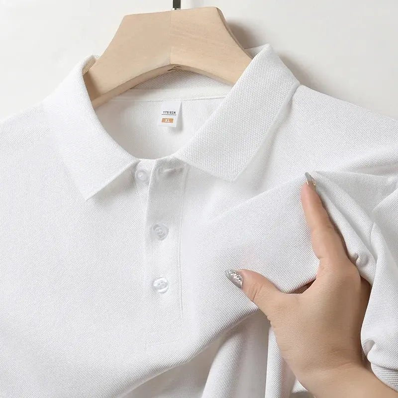 Men's Solid Color Casual Fashion Short Sleeve Polo Shirt Summer Comfortable Top for Business And Leisure - Lacatang Shop