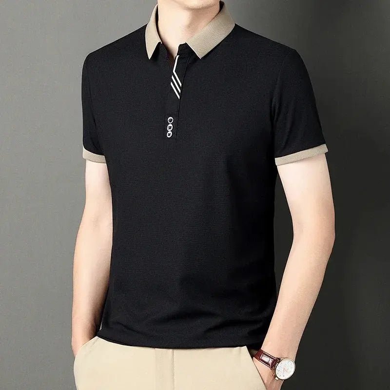 Men's Solid Color Casual Fashion Short Sleeve Polo Shirt Summer Comfortable Top for Business And Leisure - Lacatang Shop