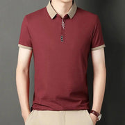Men's Solid Color Casual Fashion Short Sleeve Polo Shirt Summer Comfortable Top for Business And Leisure - Lacatang Shop