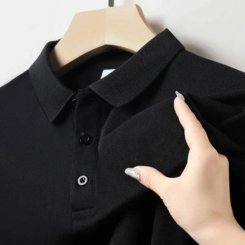 Men's Solid Color Casual Fashion Short Sleeve Polo Shirt Summer Comfortable Top for Business And Leisure - Lacatang Shop