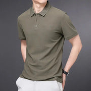 Men's Solid Color Casual Fashion Short Sleeve Polo Shirt Summer Comfortable Top for Business And Leisure - Lacatang Shop