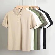 Men's Solid Color Casual Fashion Short Sleeve Polo Shirt Summer Comfortable Top for Business And Leisure - Lacatang Shop