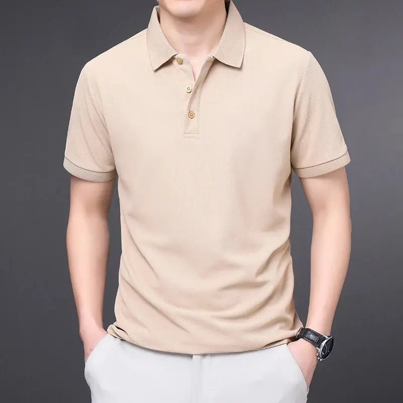 Men's Solid Color Casual Fashion Short Sleeve Polo Shirt Summer Comfortable Top for Business And Leisure - Lacatang Shop
