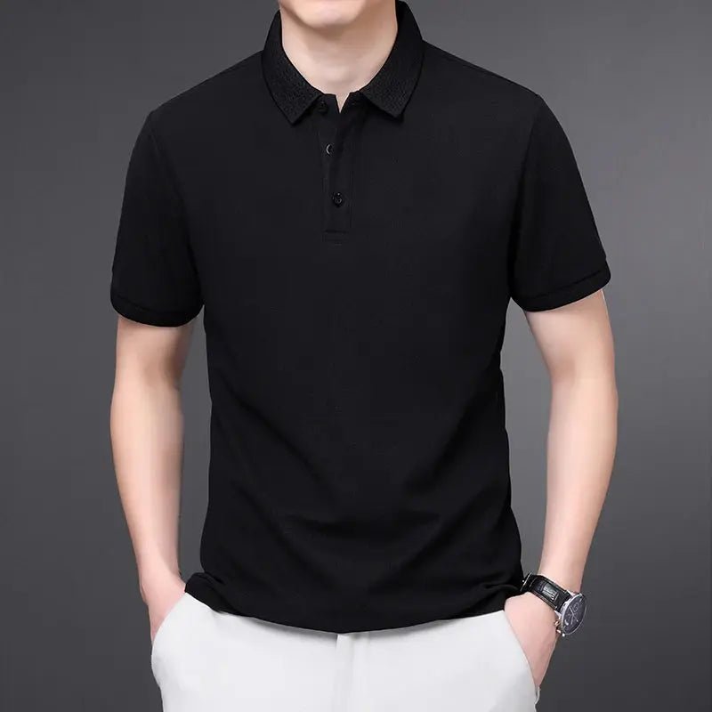 Men's Solid Color Casual Fashion Short Sleeve Polo Shirt Summer Comfortable Top for Business And Leisure - Lacatang Shop
