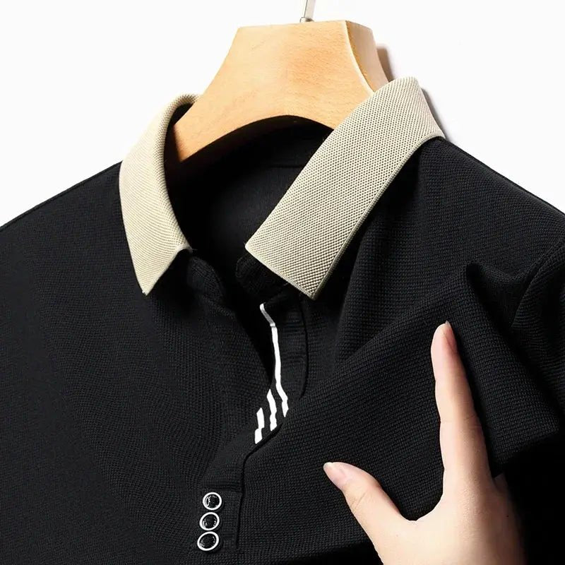 Men's Solid Color Casual Fashion Short Sleeve Polo Shirt Summer Comfortable Top for Business And Leisure - Lacatang Shop