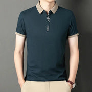 Men's Solid Color Casual Fashion Short Sleeve Polo Shirt Summer Comfortable Top for Business And Leisure - Lacatang Shop