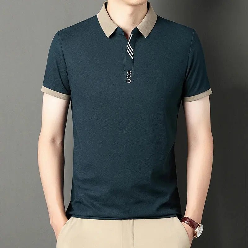 Men's Solid Color Casual Fashion Short Sleeve Polo Shirt Summer Comfortable Top for Business And Leisure - Lacatang Shop