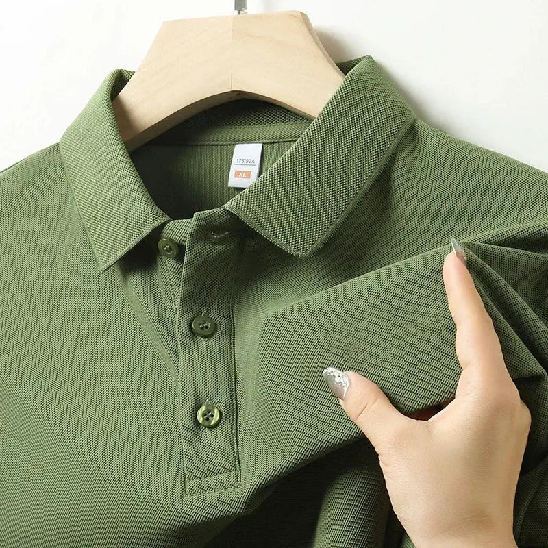 Men's Solid Color Casual Fashion Short Sleeve Polo Shirt Summer Comfortable Top for Business And Leisure - Lacatang Shop