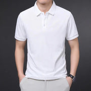Men's Solid Color Casual Fashion Short Sleeve Polo Shirt Summer Comfortable Top for Business And Leisure - Lacatang Shop