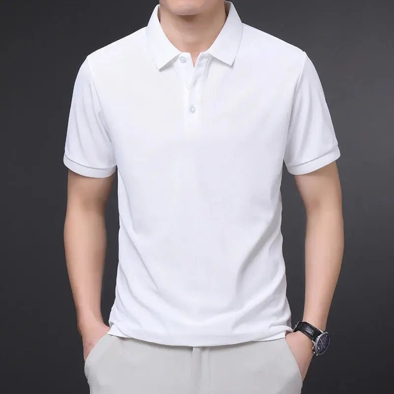 Men's Solid Color Casual Fashion Short Sleeve Polo Shirt Summer Comfortable Top for Business And Leisure - Lacatang Shop