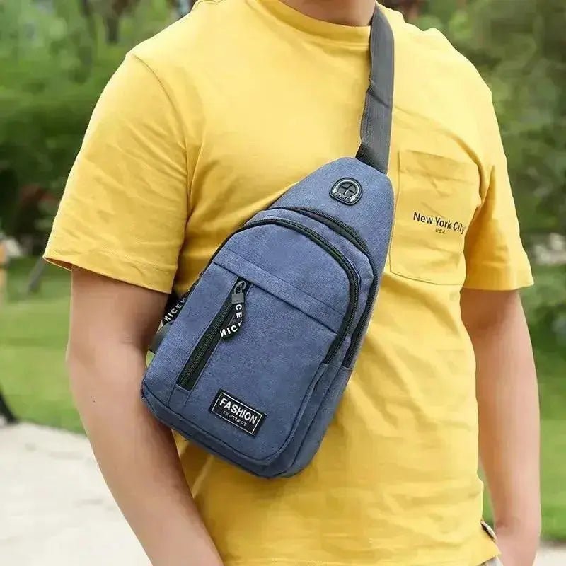 Men'S Trendy Business Chest Bag, Casual Earphones, Crossbody Bag, - Lacatang Shop