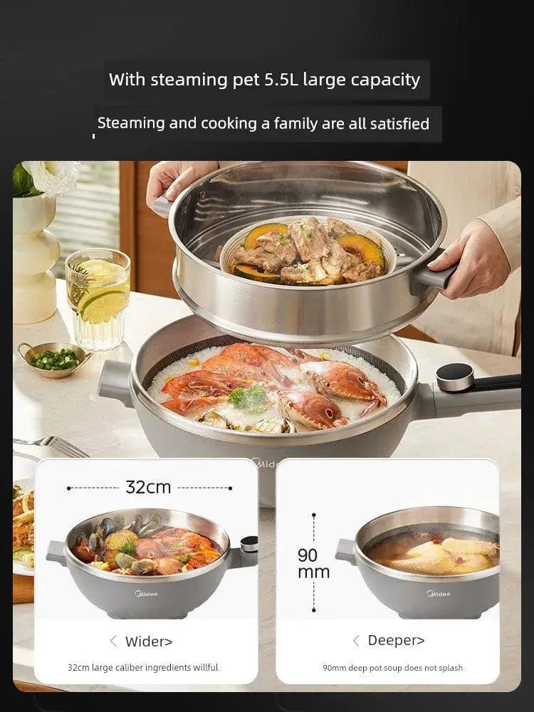 Midea Non - Flower Core Electric Frying Pan For Home Non - Stick Pan Multi - Functional Cooking and Cooking Integrated Large Capacity Electric Hot Pot - Lacatang Shop