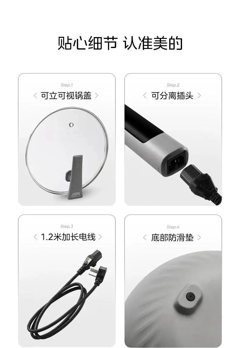 Midea Non - Flower Core Electric Frying Pan For Home Non - Stick Pan Multi - Functional Cooking and Cooking Integrated Large Capacity Electric Hot Pot - Lacatang Shop