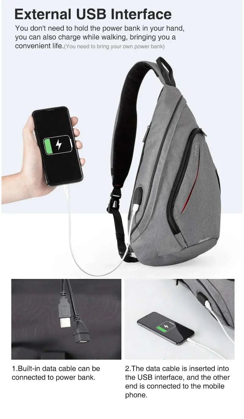 Mixi Fashion Backpack for Men One Shoulder Chest Bag Male Messenger Boys College School Bag Travel Causal Black 17 19 inch - Lacatang Shop