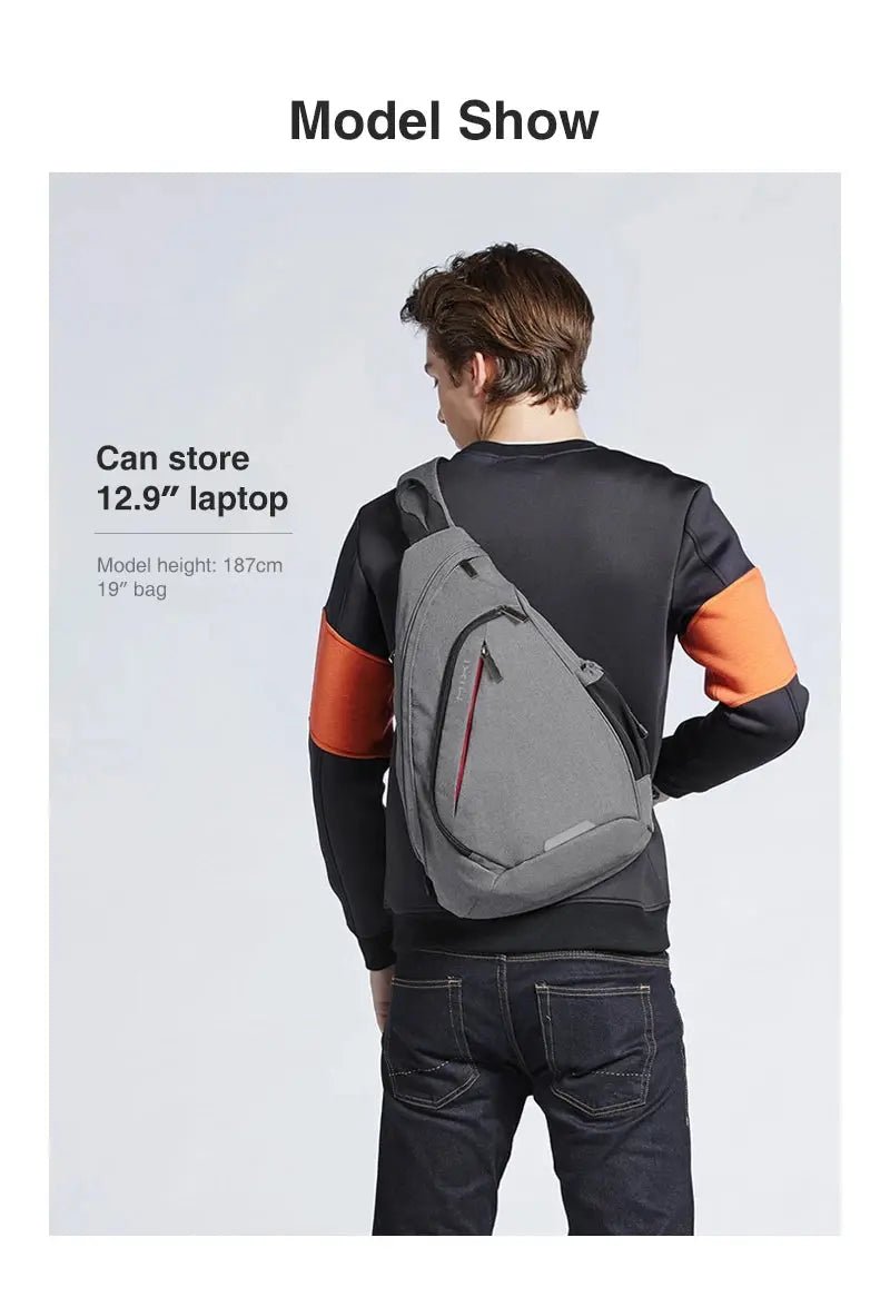 Mixi Fashion Backpack for Men One Shoulder Chest Bag Male Messenger Boys College School Bag Travel Causal Black 17 19 inch - Lacatang Shop