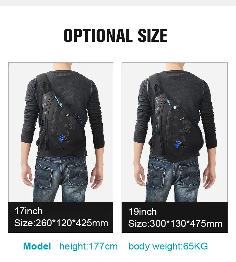 Mixi Fashion Backpack for Men One Shoulder Chest Bag Male Messenger Boys College School Bag Travel Causal Black 17 19 inch - Lacatang Shop