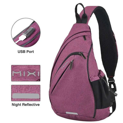 Mixi Men One Shoulder Backpack Women Sling Bag Crossbody USB Boys Cycling Sports Travel Versatile Fashion Bag Student School - Lacatang Shop