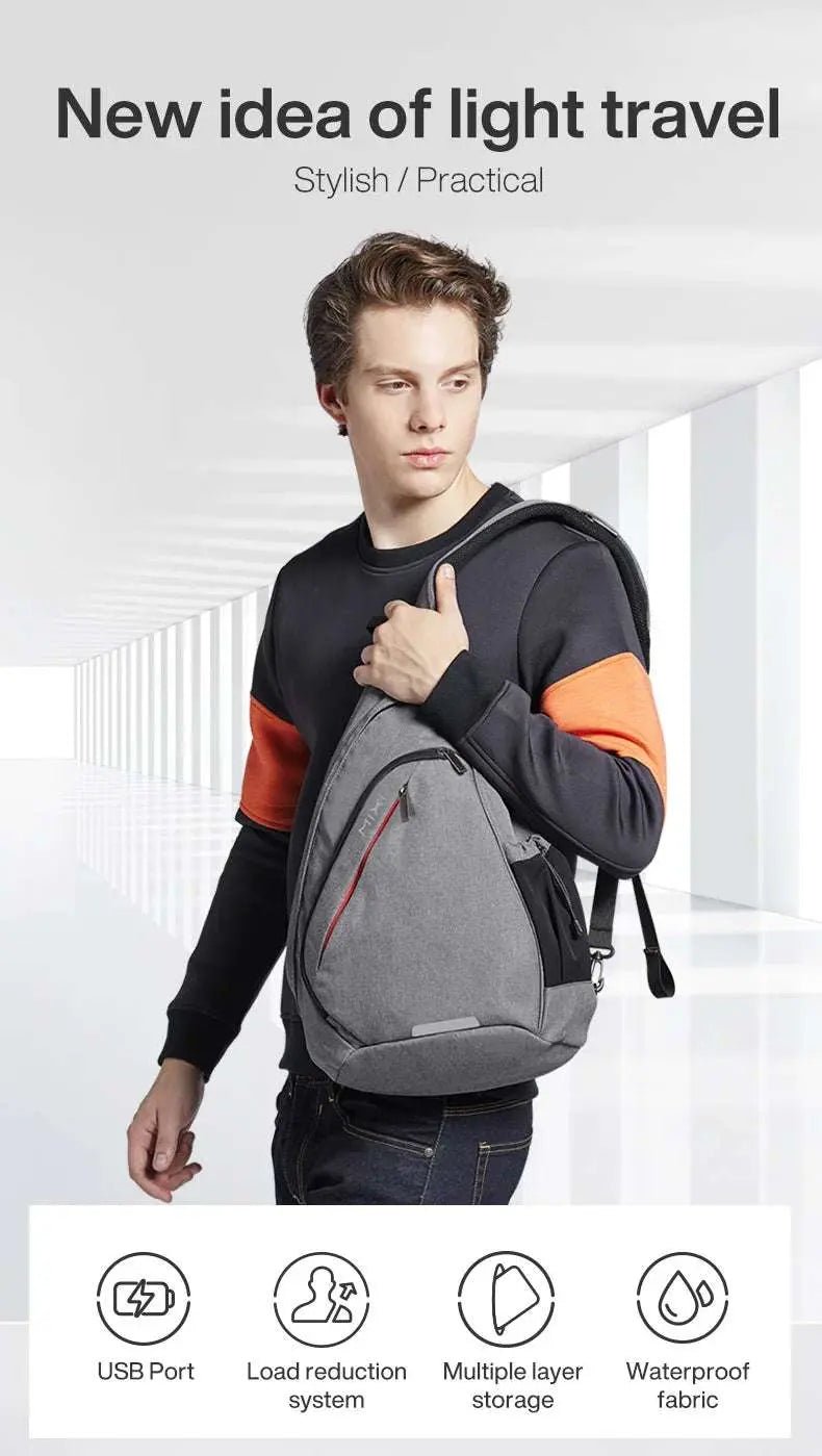 Mixi Men One Shoulder Backpack Women Sling Bag Crossbody USB Boys Cycling Sports Travel Versatile Fashion Bag Student School - Lacatang Shop