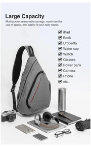 Mixi Men One Shoulder Backpack Women Sling Bag Crossbody USB Boys Cycling Sports Travel Versatile Fashion Bag Student School - Lacatang Shop