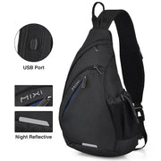 Mixi Men One Shoulder Backpack Women Sling Bag Crossbody USB Boys Cycling Sports Travel Versatile Fashion Bag Student School - Lacatang Shop