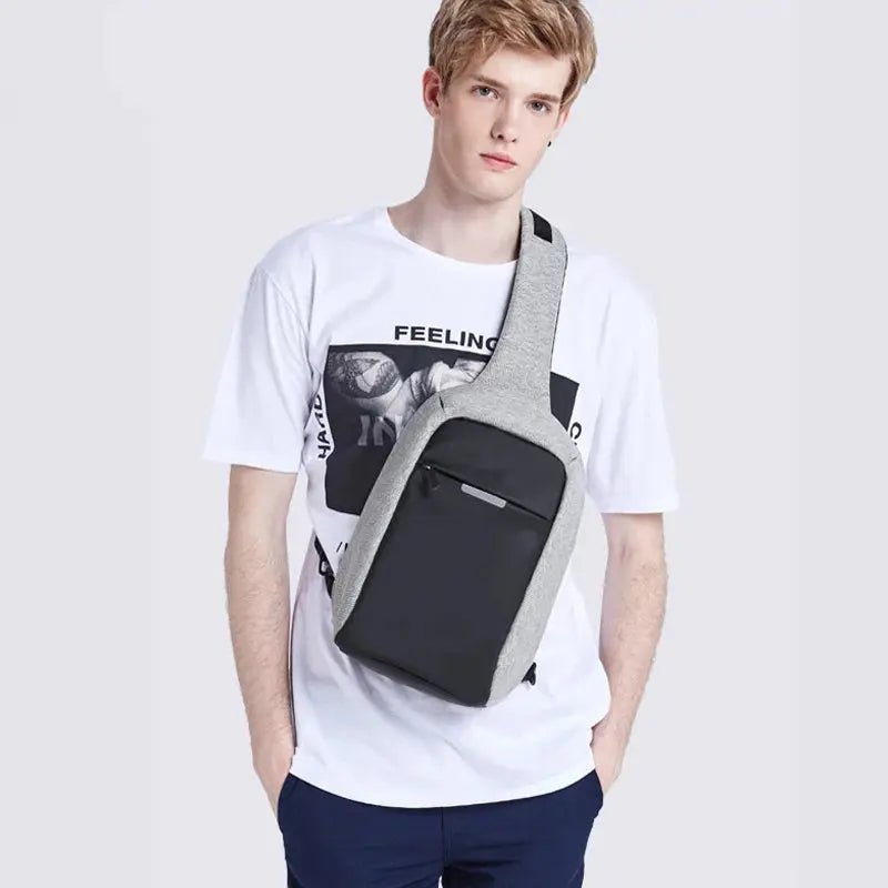 Mixi Men One Shoulder Backpack Women Sling Bag Crossbody USB Boys Cycling Sports Travel Versatile Fashion Student School - Lacatang Shop