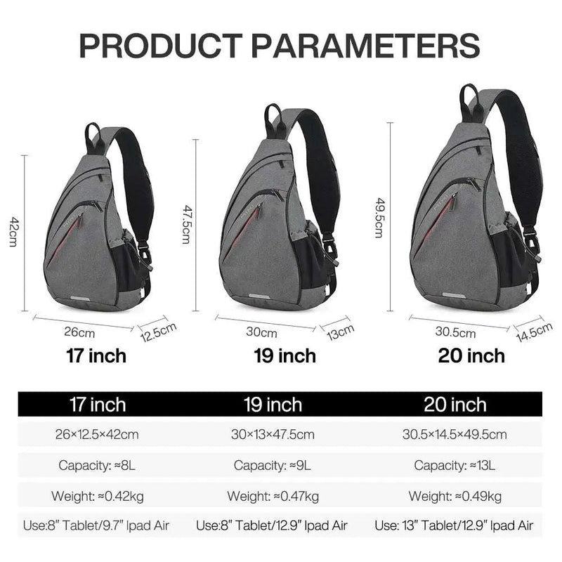 Mixi Men One Shoulder Backpack Women Sling Bag Crossbody USB Boys Cycling Sports Travel Versatile Fashion Student School - Lacatang Shop