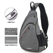 Mixi Men One Shoulder Backpack Women Sling Bag Crossbody USB Boys Cycling Sports Travel Versatile Fashion Student School - Lacatang Shop