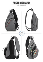 Mixi Men One Shoulder Backpack Women Sling Bag Crossbody USB Boys Cycling Sports Travel Versatile Fashion Student School - Lacatang Shop