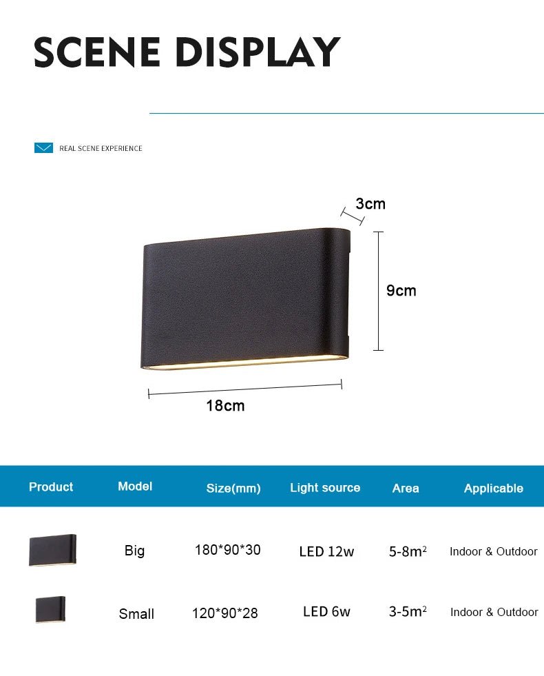 Modern IP65 Waterproof 6W/12W LED Wall Lights Indoor/Outdoor Balcony Decor Up Down Dual - Head Aluminum Wall Lamp Sconce Fixture - Lacatang Shop