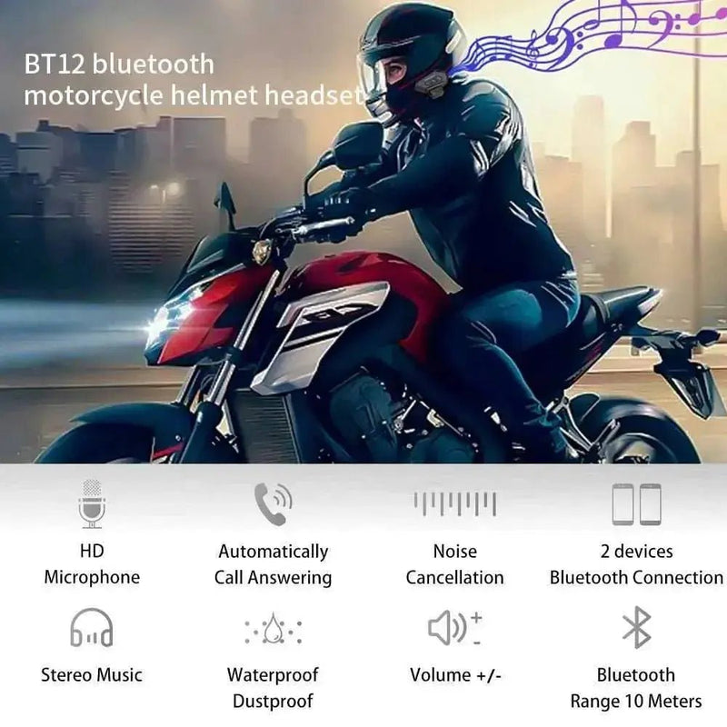 Motorcycle Earphones Helmet Headset Bluetooth 5.0 Headphones Wireless Motor Headset Bike Earphone Handsfree Stereo Earbuds - Lacatang Shop