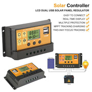 MPPT Solar Panel Regulator Charge Controller Auto Focus Tracking 30 - 100A 12V/24V - Lacatang Shop
