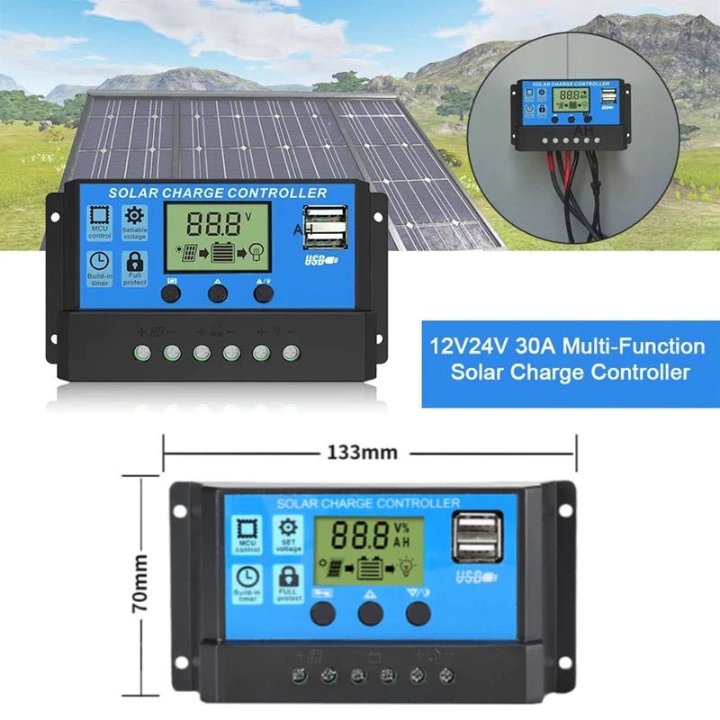 MPPT Solar Panel Regulator Charge Controller Auto Focus Tracking 30 - 100A 12V/24V - Lacatang Shop