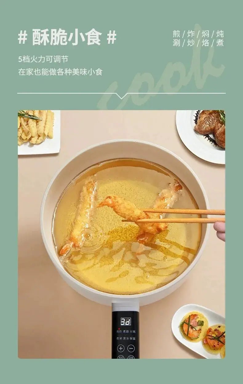 Multi - Functional Electric Frying Pan For Home Flats Pancake Maker Ceramic Glaze Non - Stick Pan All - in - One Pot Small Plug Electric Frying Pan Student - Lacatang Shop