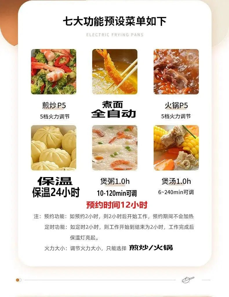 Multi - Functional Electric Frying Pan For Home Flats Pancake Maker Ceramic Glaze Non - Stick Pan All - in - One Pot Small Plug Electric Frying Pan Student - Lacatang Shop