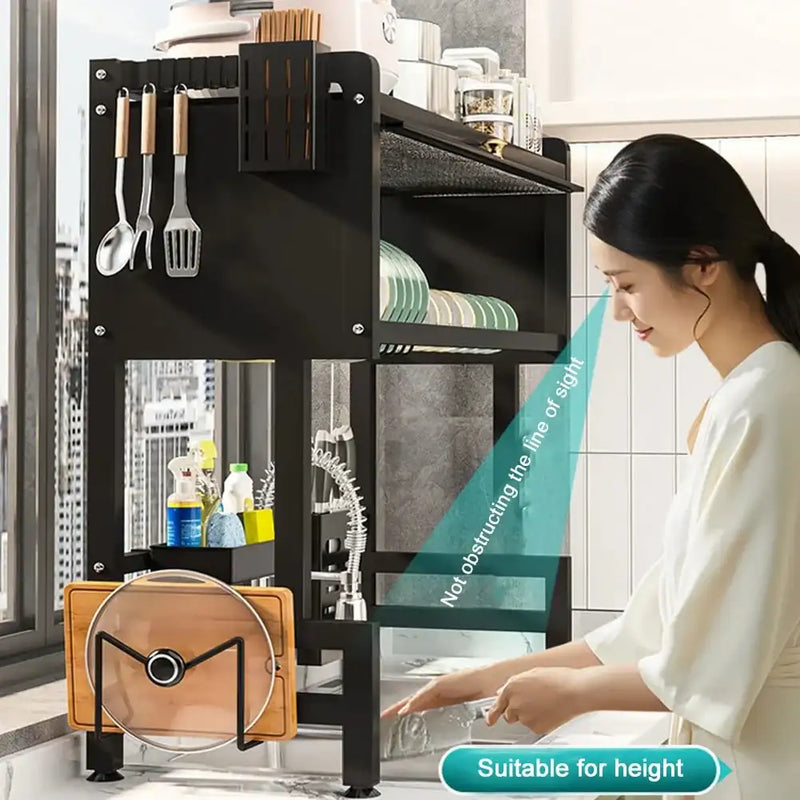 Multi - Functional Kitchen Storage Rack - Over The Sink Dish Rack with Cover - Lacatang Shop