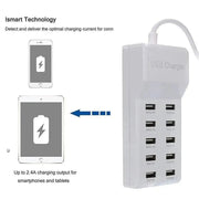 Multi-USB Charger 10-Port 60W/12A Desktop