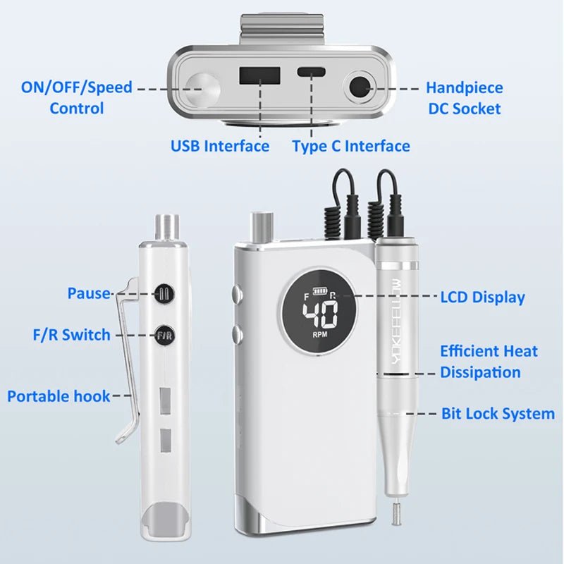 NailSculptor Pro: 40K RPM Rechargeable Drill 2023 - Lacatang Shop