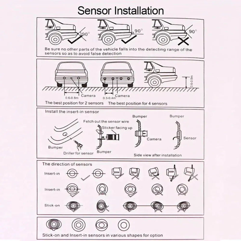 New LED Parking Sensor System Backlight Parktronic Monitor Display Kit Backup Detector Assistant 4 Probes - Lacatang Shop