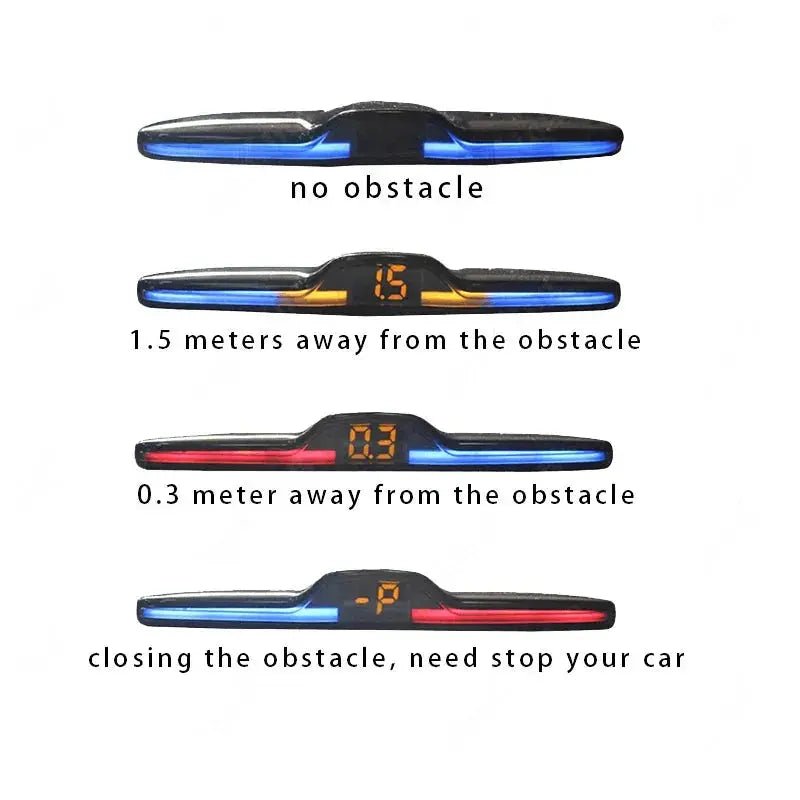 New LED Parking Sensor System Backlight Parktronic Monitor Display Kit Backup Detector Assistant 4 Probes - Lacatang Shop